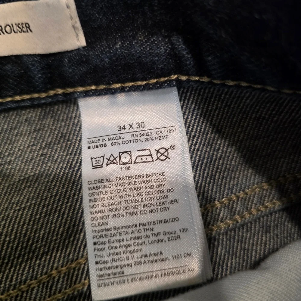 Banana Republic City Jean Tapered Trouser Mens 34x30 Medium Wash Cotton Hemp